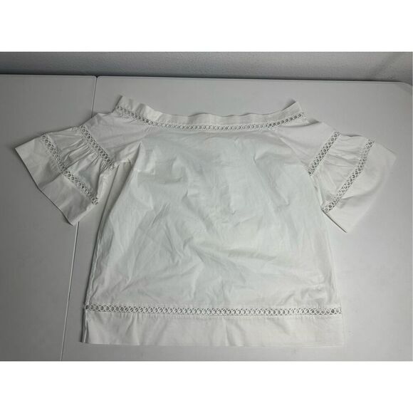 NWT Michael Kors White Eyelet Blouse Medium 3/4 Bell Sleeve 100% Cotton Size L - Picture 1 of 11
